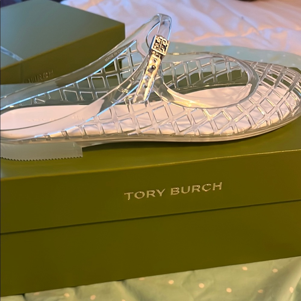 Tory Burch White Jelly Slide Elegant Design